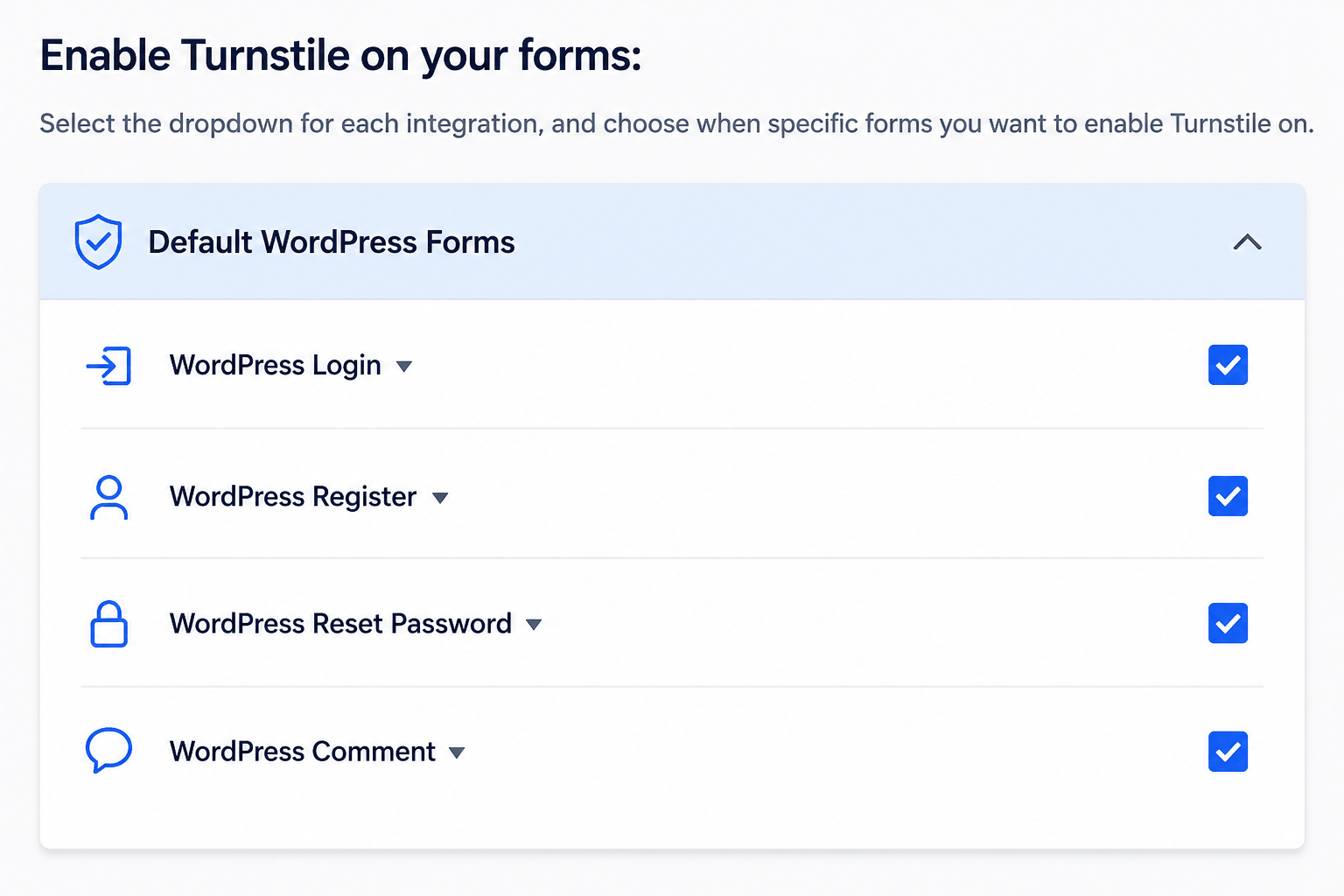 Default wordpress forms