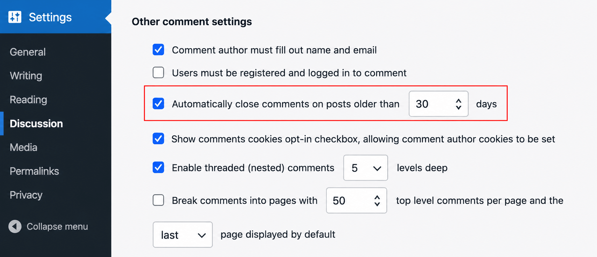 disable comments