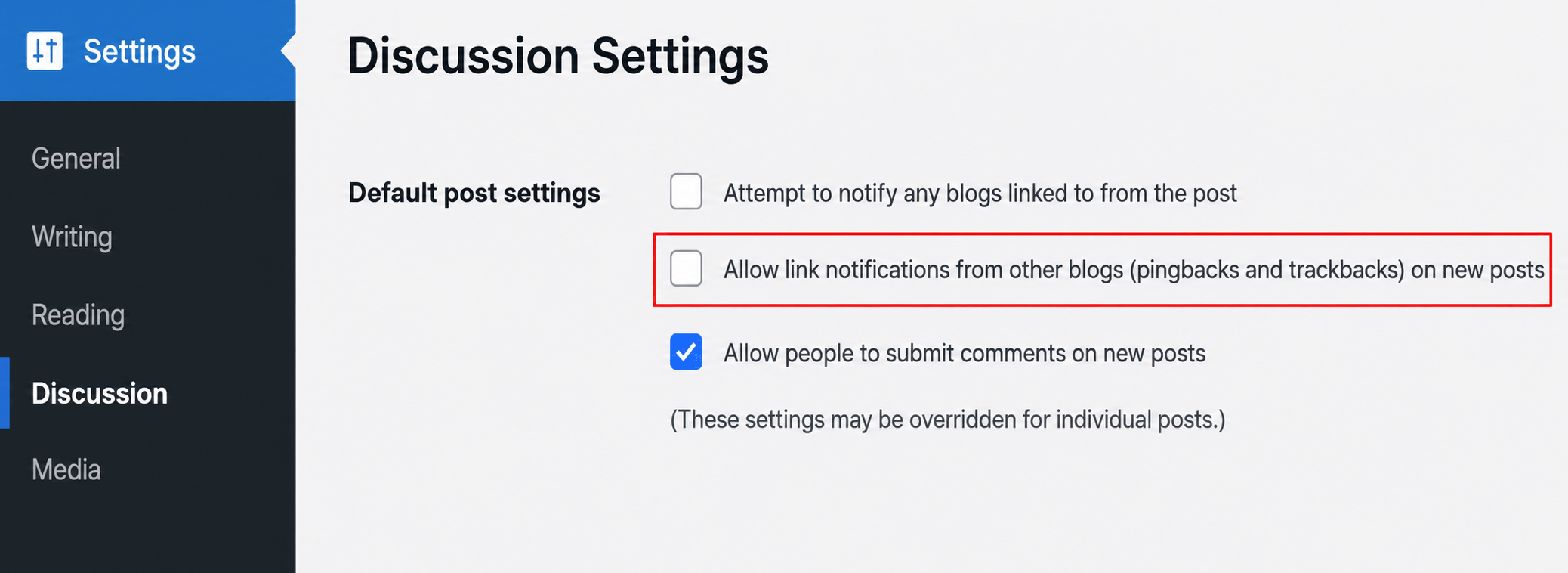 wordpress setting